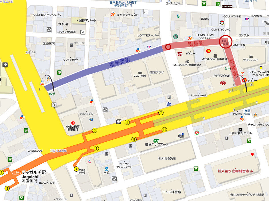 釜山南浦洞明星街及電影節街地圖
