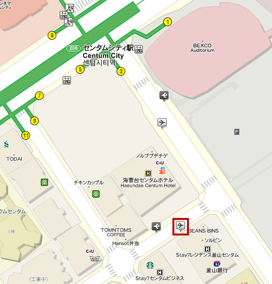 haeundae centum hotel location map