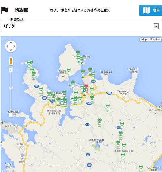 查詢日本巴士路線圖 – バス停まっぷ網站