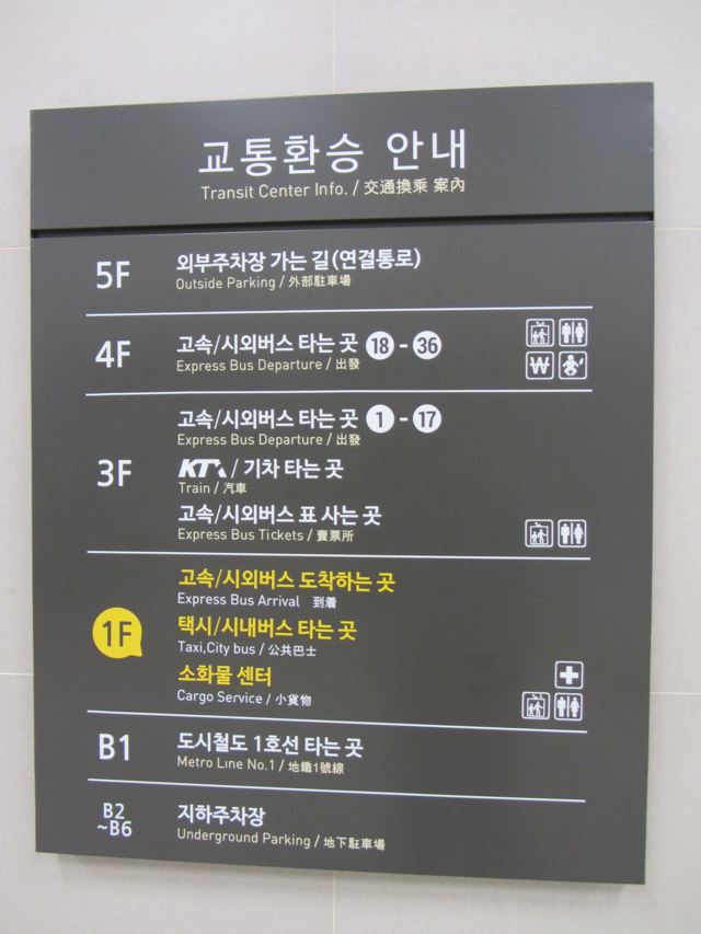 韓國 東大邱站綜合客運站 各樓層案內圖