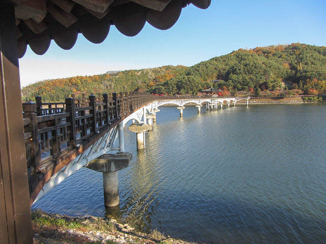 安東市 月映橋 是韓國最長的木棧橋