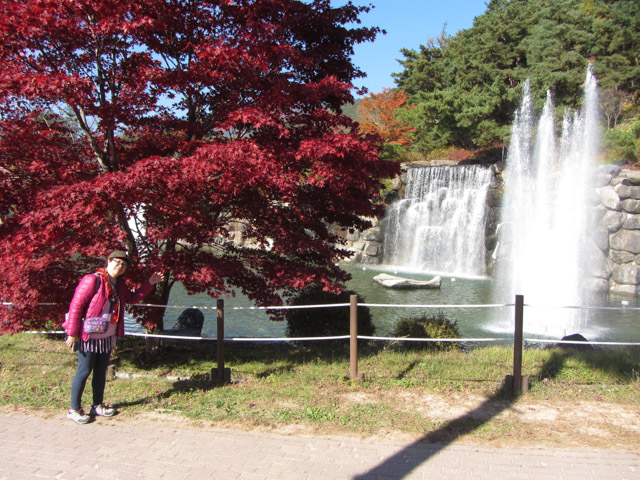 韓國榮州 浮石寺瀑布公園 秋天紅葉景色