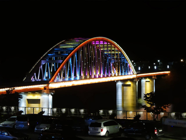 韓國丹陽南漢江 Gosu 大橋 夜色