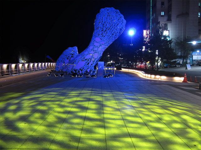 韓國丹陽南漢江畔 想像中的街道 夜色