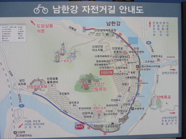 韓國丹陽南漢江畔第四散步道 (江邊路)地圖