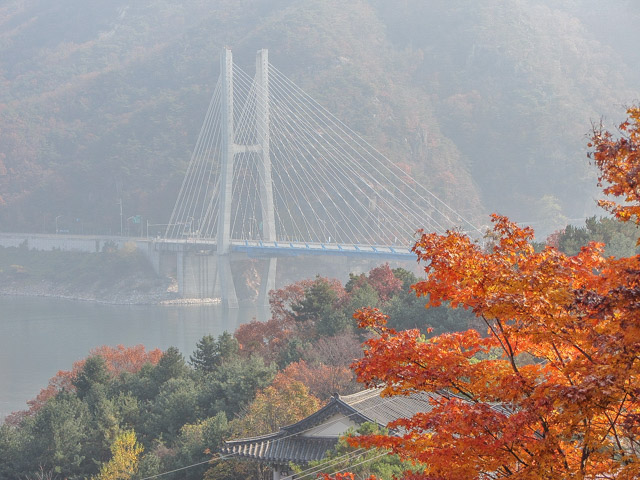堤川忠州湖清風文化財團地 清風大橋 秋天紅葉景色