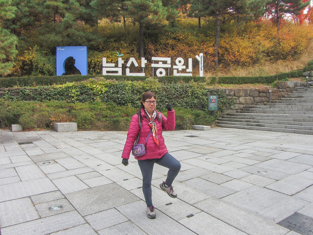 韓國首爾南山公園入口 秋天紅葉、金黃銀杏漂亮景色