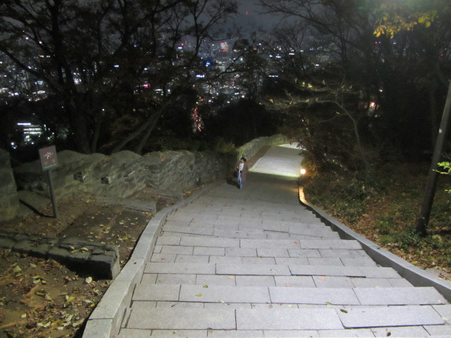 韓國首爾 南山公園 晚上的首爾城郭路