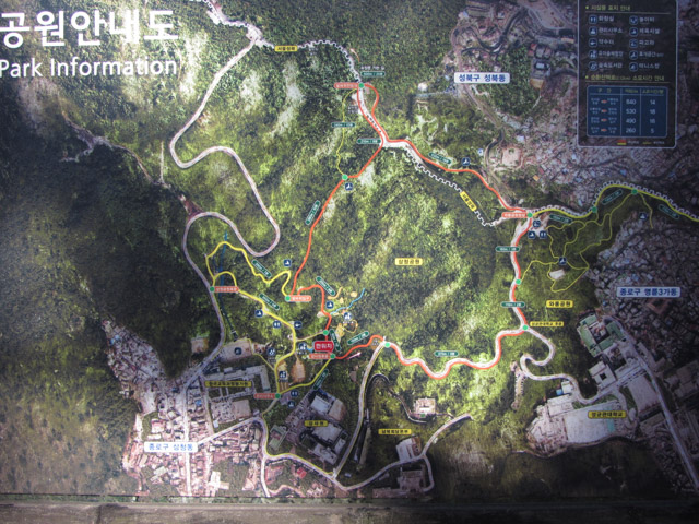 首爾三清洞三清公園 北岳山 首爾城郭 登山地圖