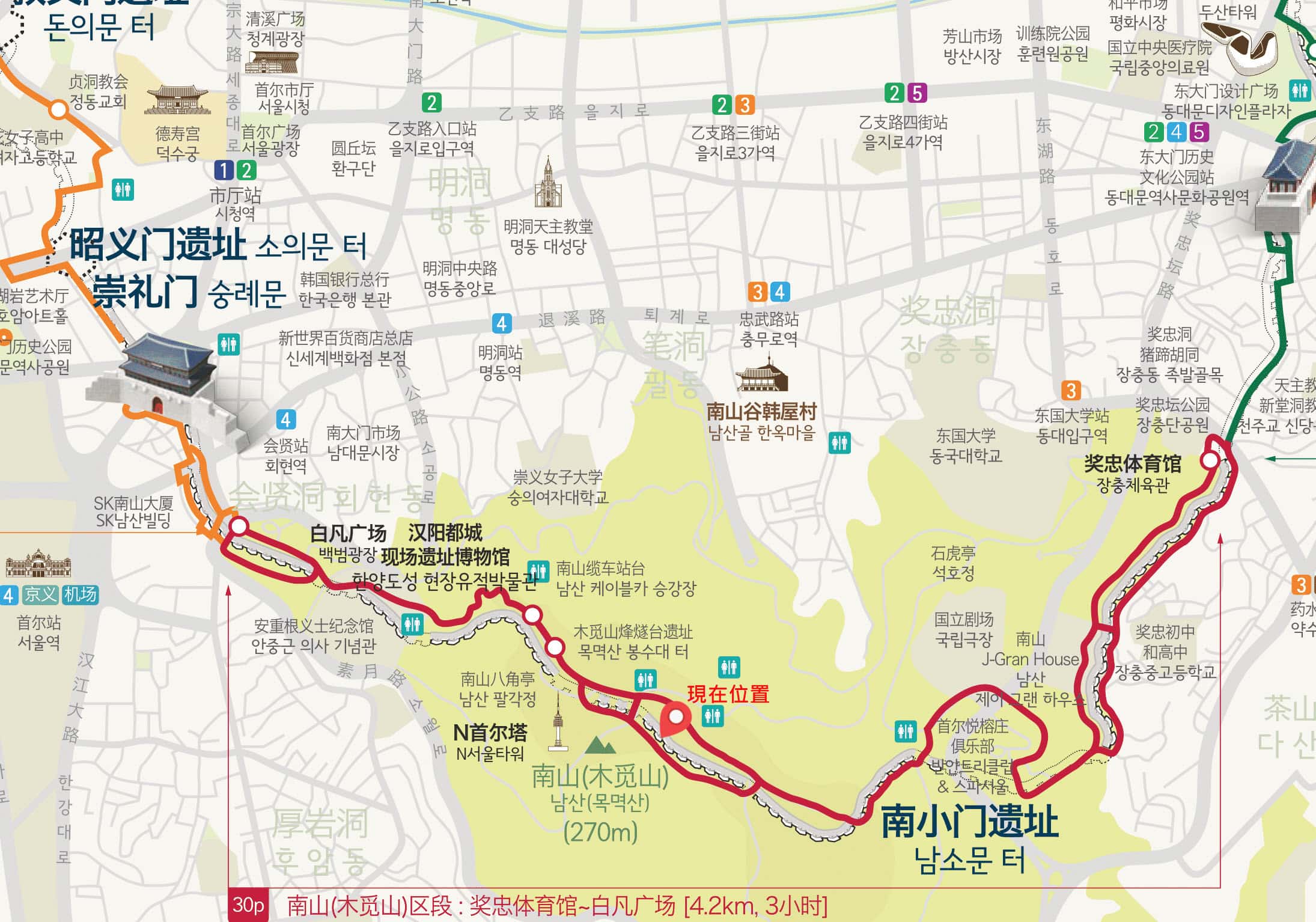 首爾南山南側循環路 首爾城郭 地圖