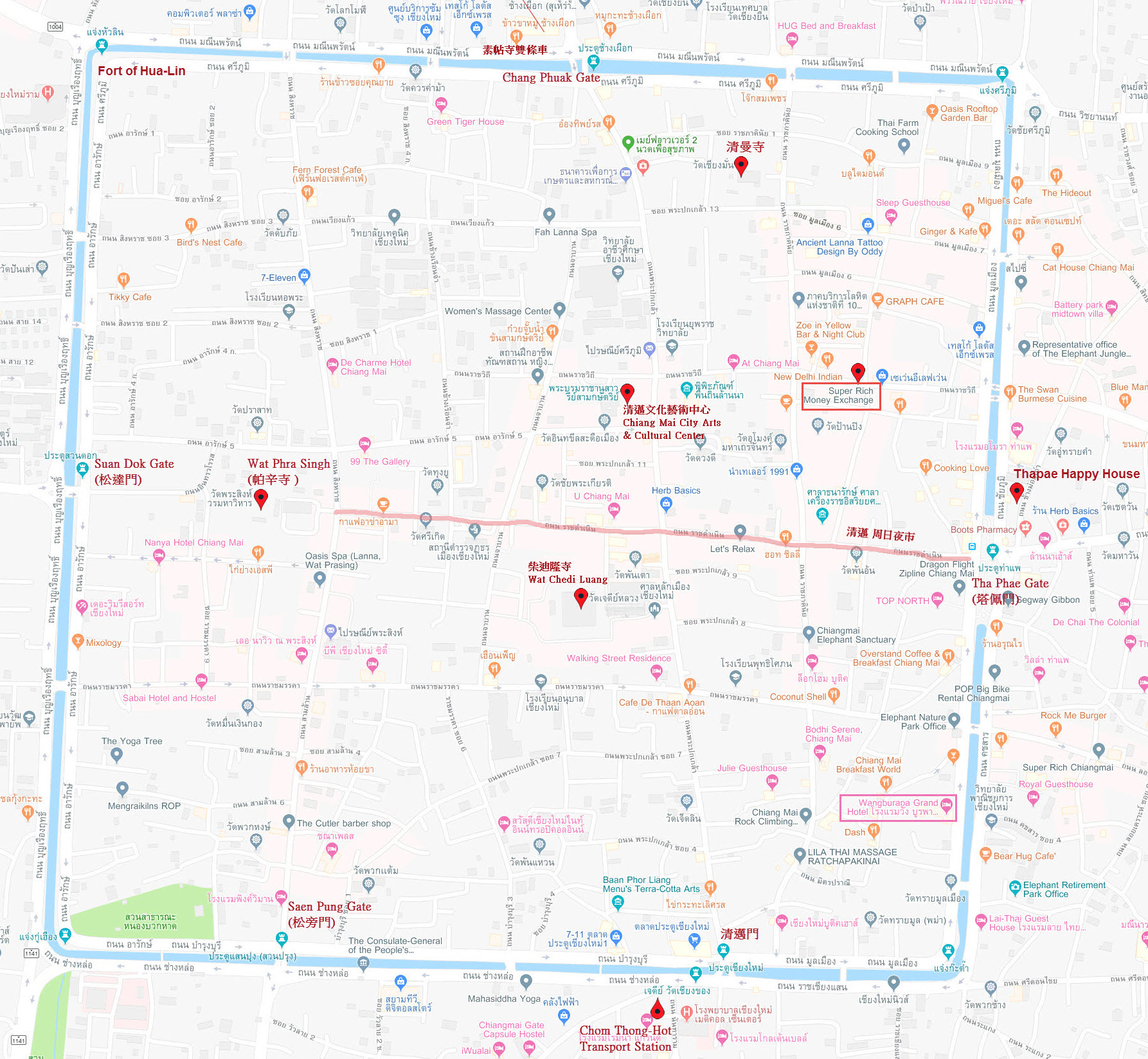 泰國清邁舊城區地圖