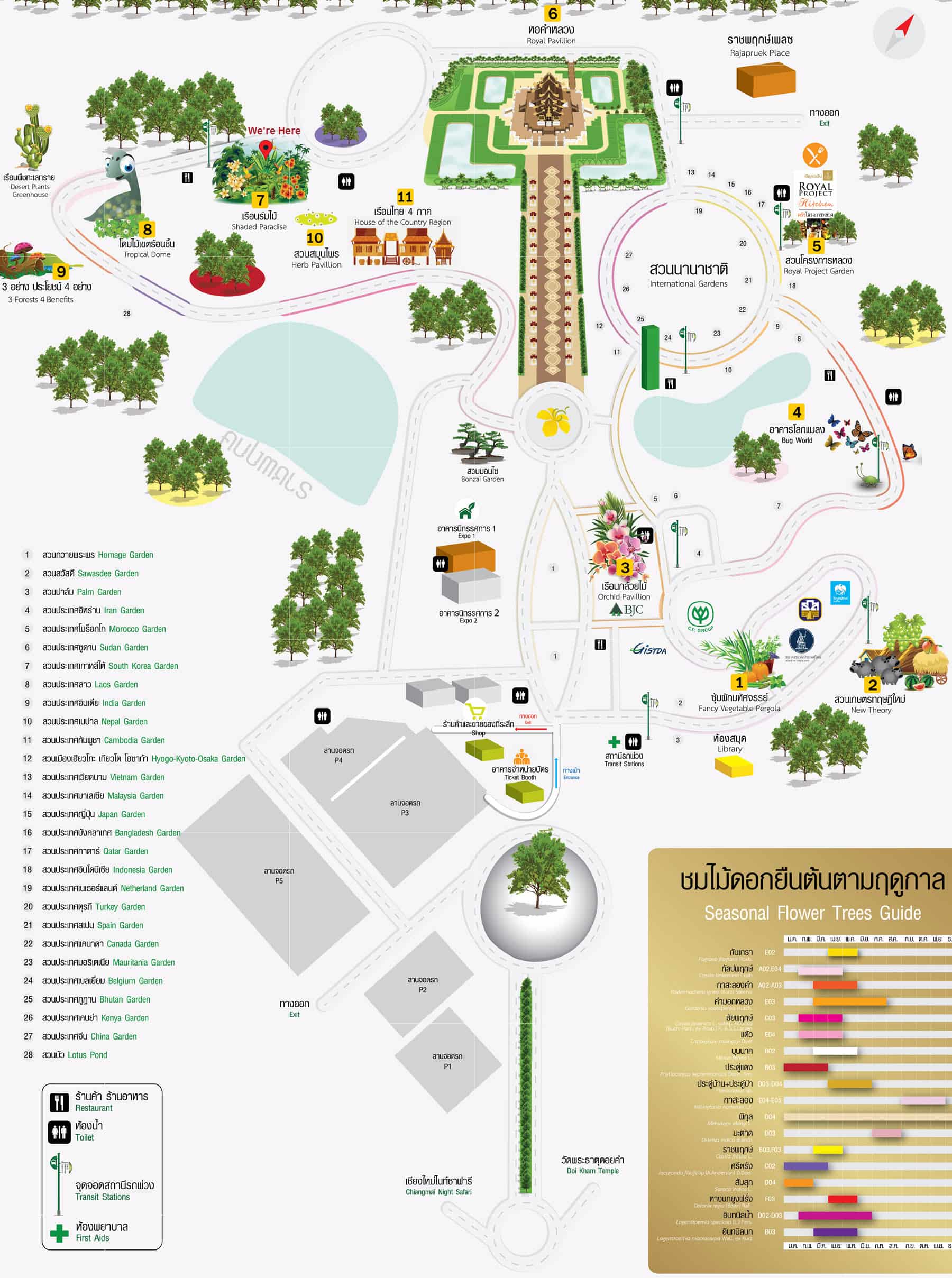 泰國清邁拉查帕皇家花園(Royal Park Rajapruek) 國際花園遊園地圖