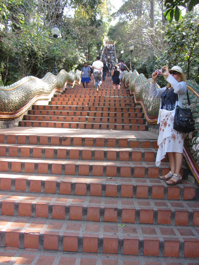 泰國 清邁 素帖寺 (Wat Phra That Doi Suthep) 登山石階