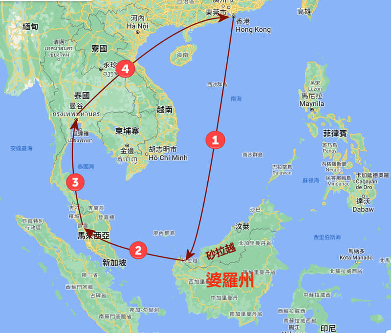 砂拉越、馬來西亞、泰國自遊行路線